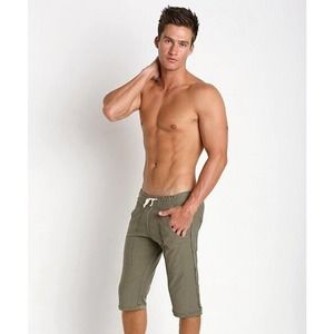 N2N BODYWEAR BEACH BUM 3/4 SHORT OLIVE - SMALL